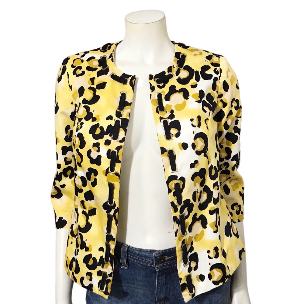 SILK LAND Womens Silk Open Front Light Jacket Cape Crinkle Yellow Black Sz-S